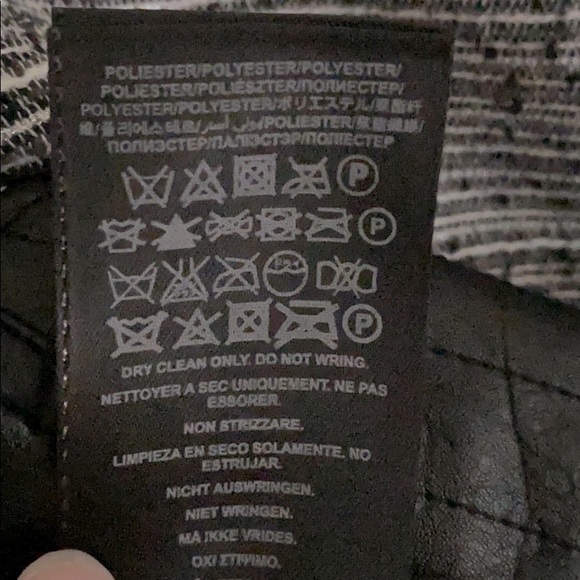 GUESS Tweed Vegan Leather Moto Jacket Size M - Picture 10 of 10